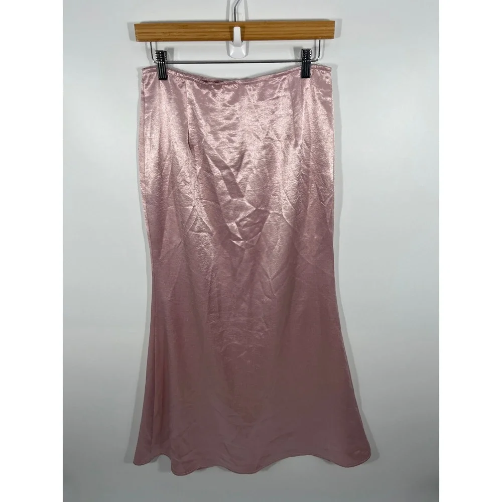Coquette Balletcore Romantic Feminine Womens Maxi Skirt‎ M Pink Minimalist